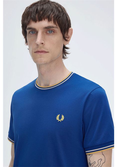 Fred Perry Twin Tipped Tee Cobalt Blue Honeycomb Men FRED PERRY | T-shirt | M1588-Y95